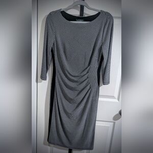 Lauren Ralph Lauren Black and White Long Sleeve Sheath Dress